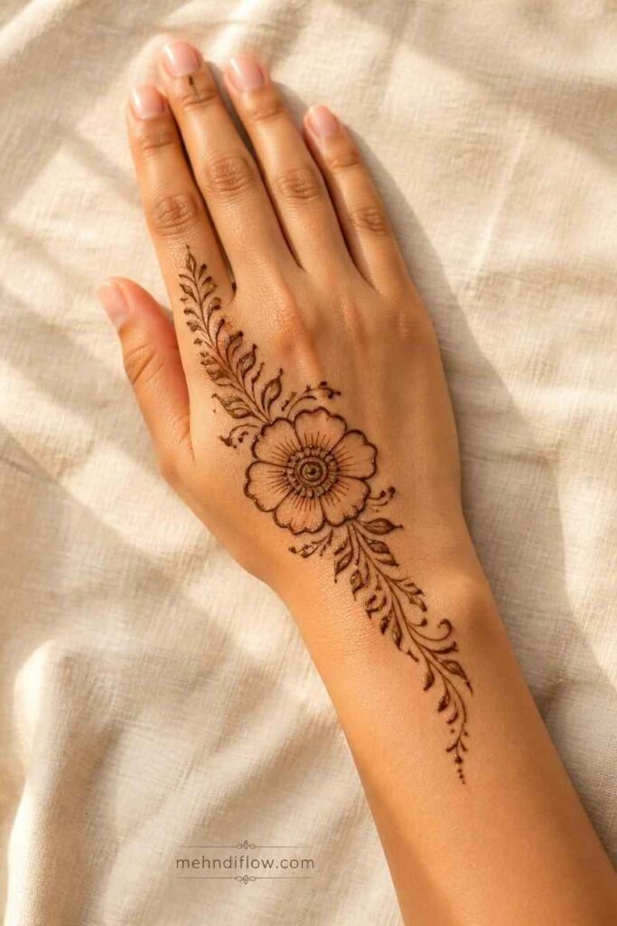 Simple floral Arabic mehndi design for Eid