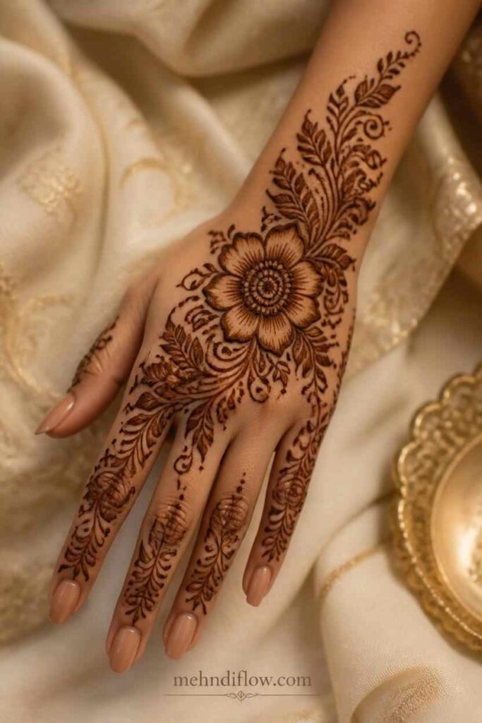  Easy Arabic mehndi design being applied at home