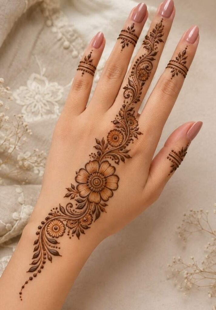 Minimalist finger henna design