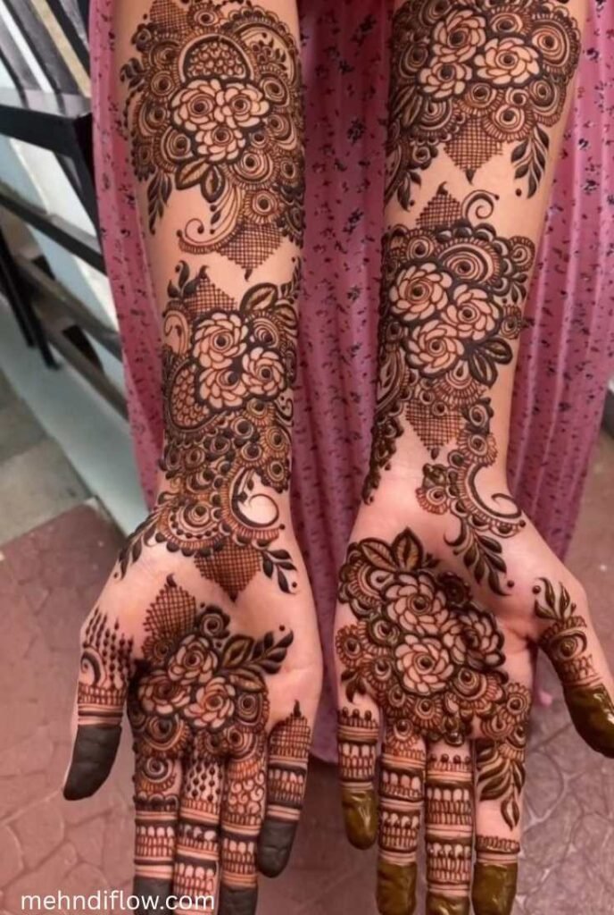 Full Bridal Front Hand Mehndi Design