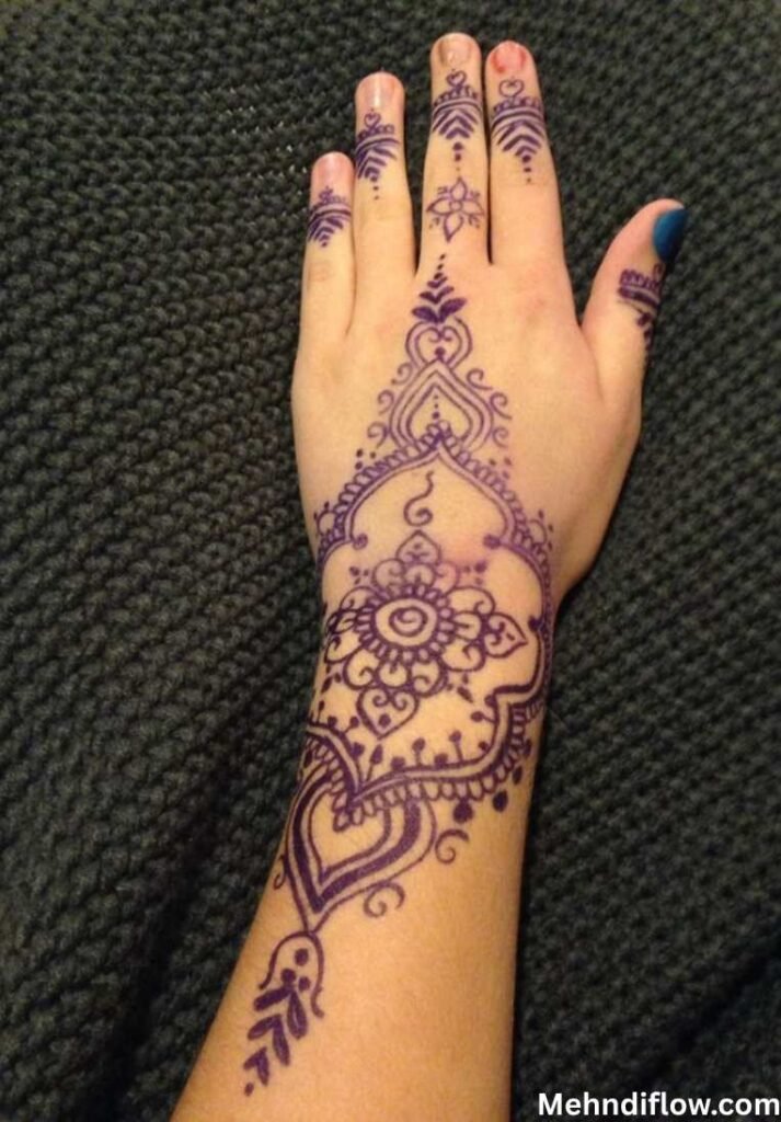 Elegant Mandala Glitter Purple Mehndi Design - Purple Mehndi Design