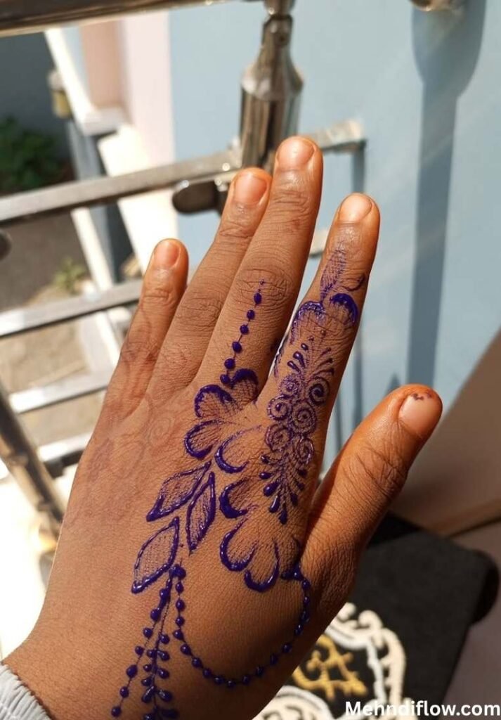 Floral Sparkle Mehndi Purple Glitter Design -  Purple Glitter Design