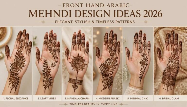 Front Hand Arabic Mehndi Design Ideas 2026 Elegant, Stylish & Timeless Patterns-Front Hand Arabic