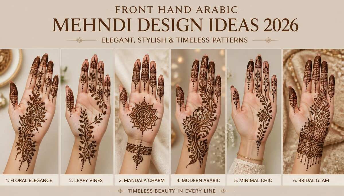 Front Hand Arabic Mehndi Design Ideas 2026 Elegant, Stylish & Timeless Patterns-Front Hand Arabic