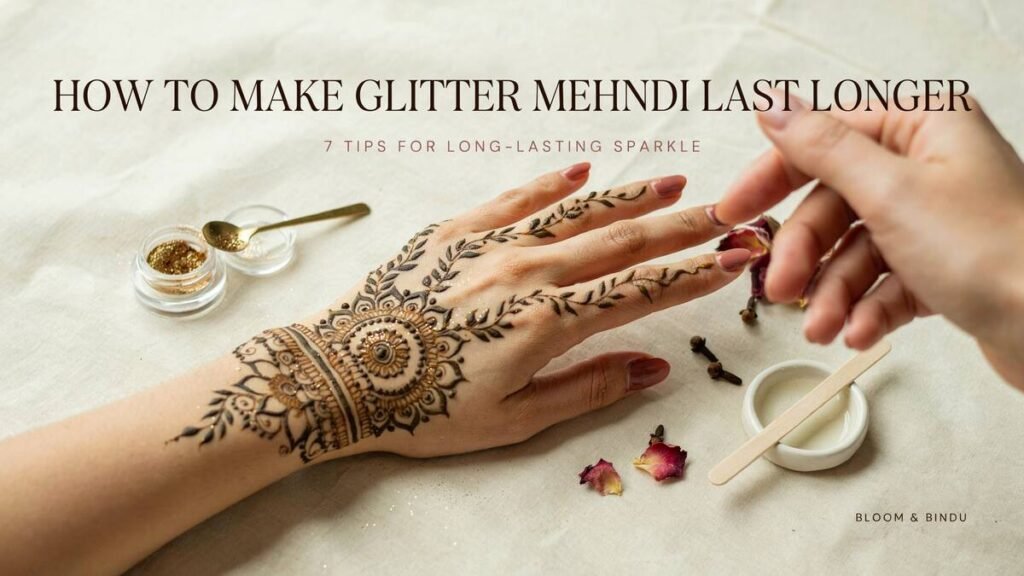 How to Make Glitter Mehndi Last Longer - Simple Purple Glitter Mehndi Design 