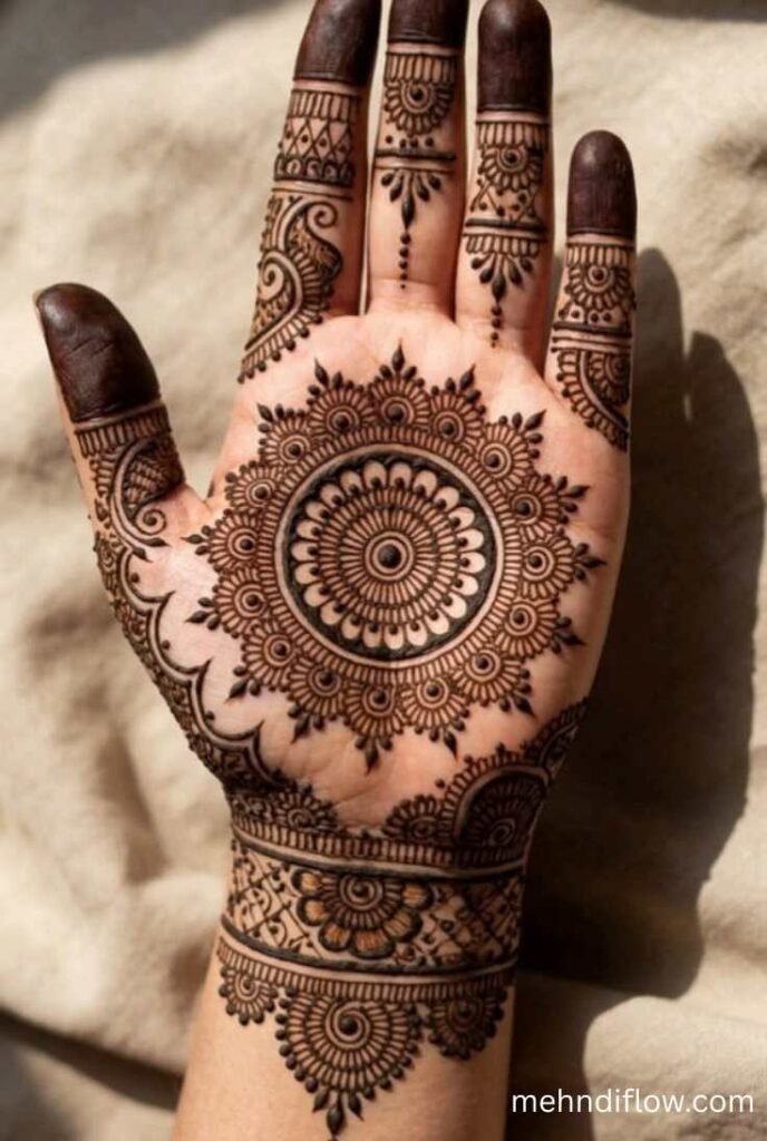 Circular Mandala Henna Pattern on Palm