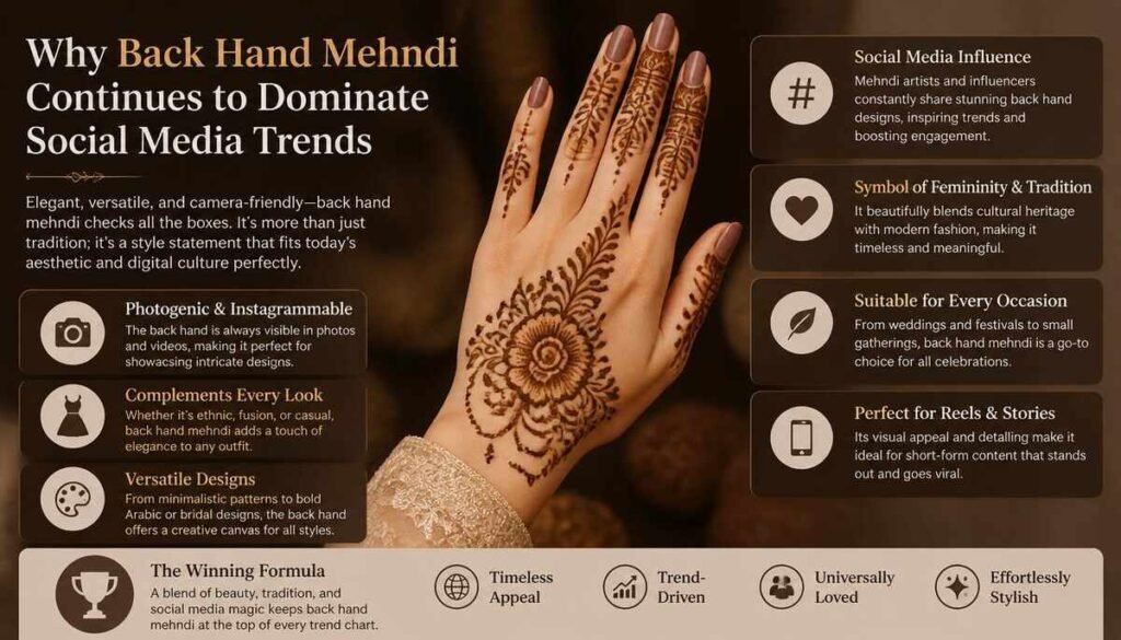 Why Back Hand Mehndi Continues to Dominate Social Media Trends - Back Hand Modern Instagram Trendy Mehndi Design 