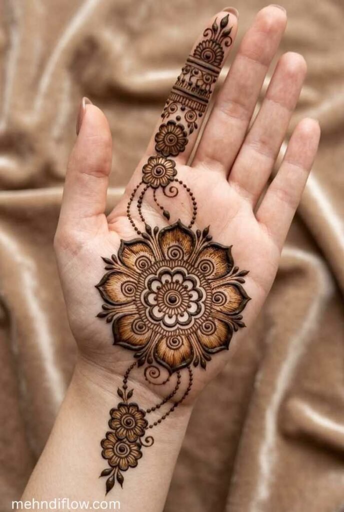 Modern Minimalist Front Hand Mehndi Pattern
