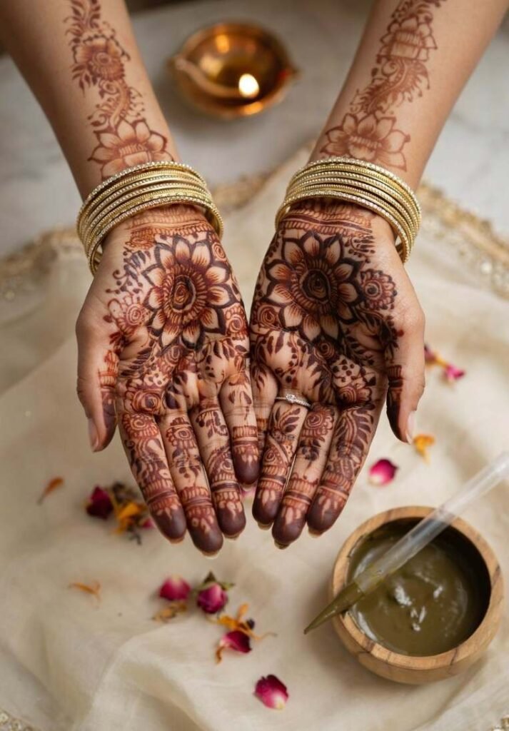 Intricate Pakistani bridal mehndi design featuring dense mandala motifs, geometric checks, and delicate finger patterns. - Pakistani Mehndi Design