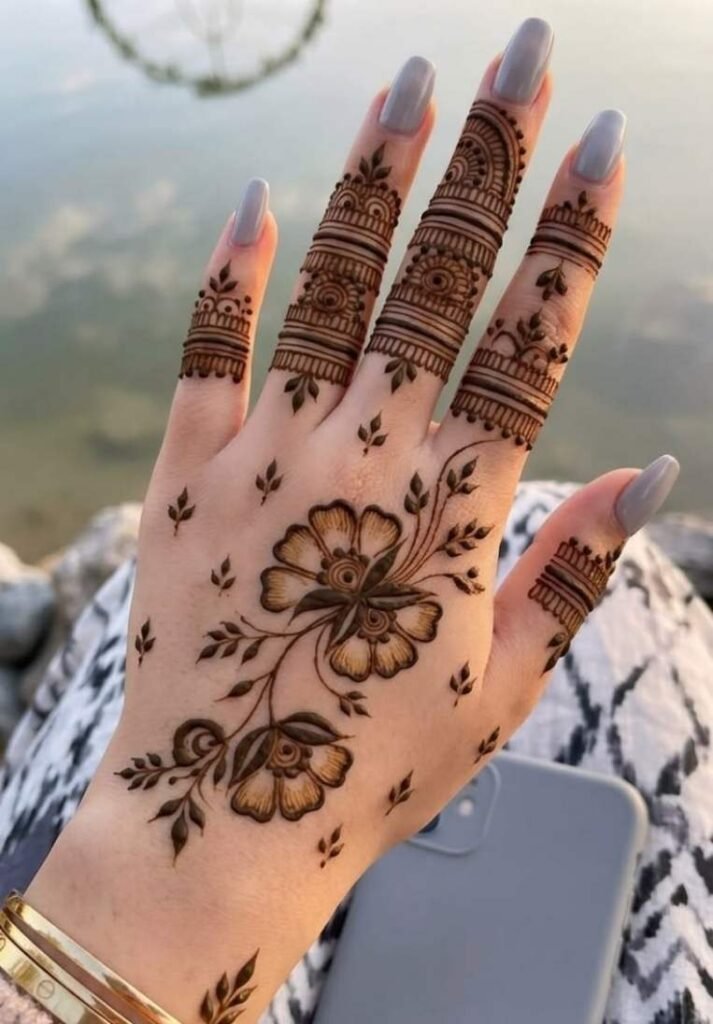 Elegant floral henna tattoo pattern
