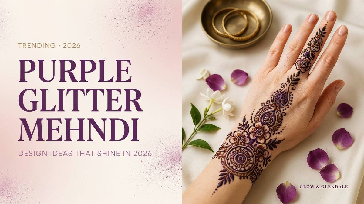 Simple Purple Glitter Mehndi Design Ideas That Shine in 2026 - Purple Glitter Mehndi Design 