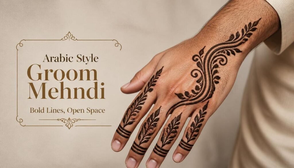 Arabic Style Groom Mehndi  Bold Lines, Open Space