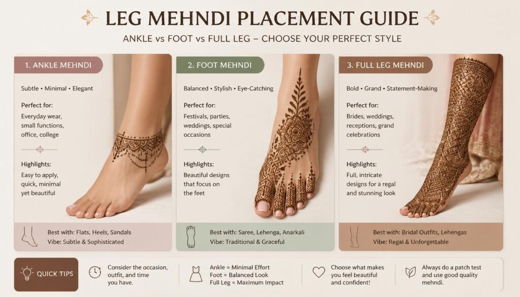 Leg Mehndi Placement Guide Ankle vs Foot vs Full Leg