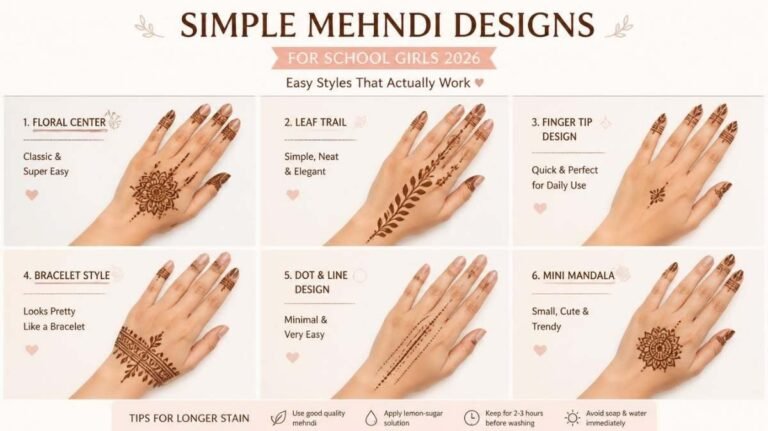 Simple Mehndi Design for School Girls 2026 Easy Styles That Actually Work-Simple Mehndi Design for School Girls