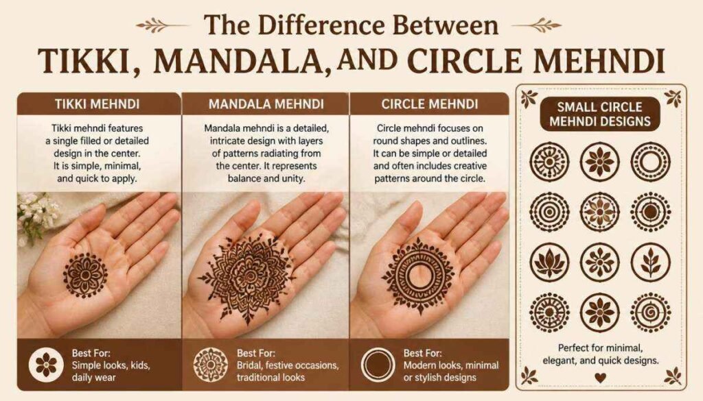 The Difference Between Tikki, Mandala, and Circle Mehndi