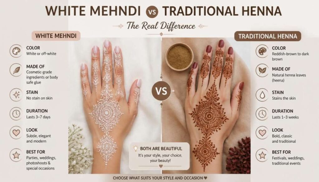 White Mehndi vs Traditional Henna: The Real Difference
