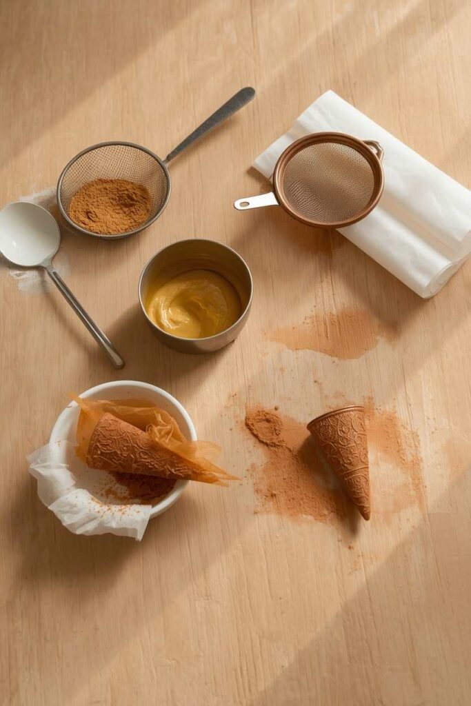 Homemade mehndi paste, henna powder, and DIY mehndi cones on a table
