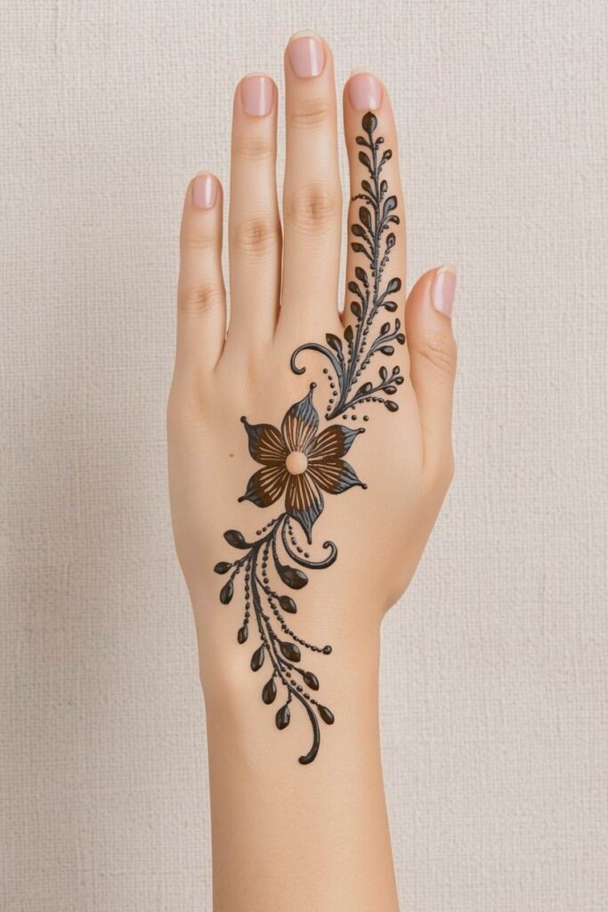  Easy front hand mehndi design that looks intricate

