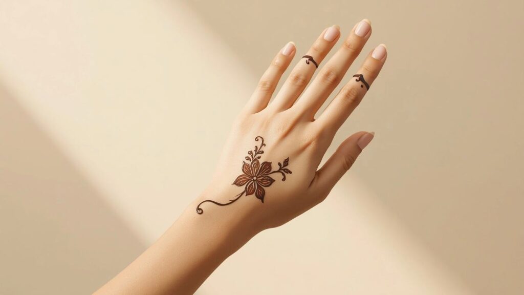  Aesthetic simple mehndi design with balanced negative space
