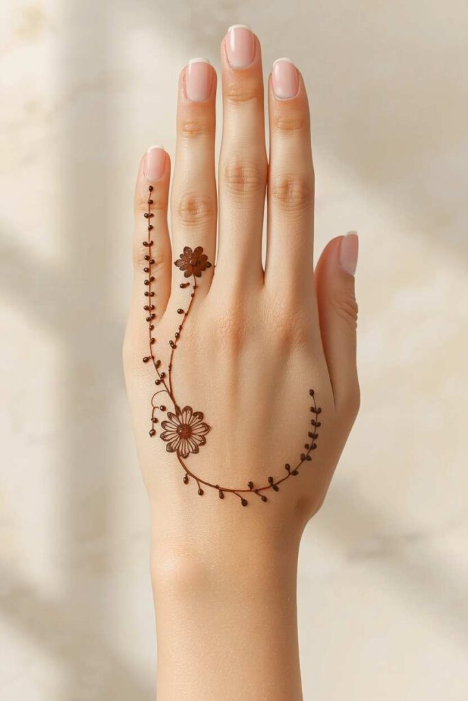  Minimal front hand mehndi design with generous negative space
