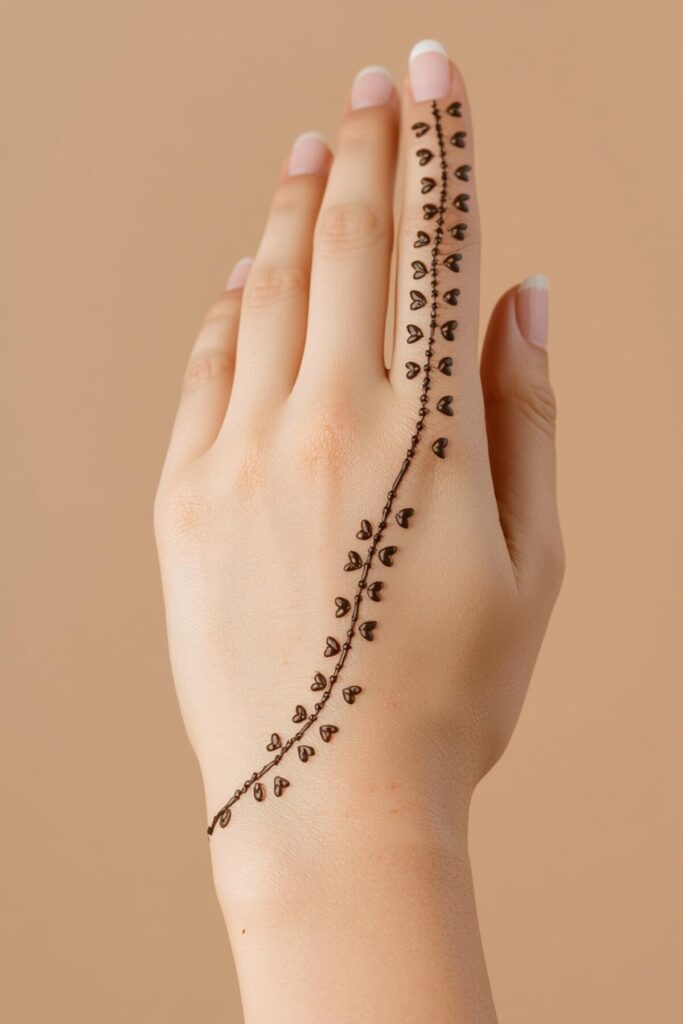 Beautiful one line mehndi design on hand
