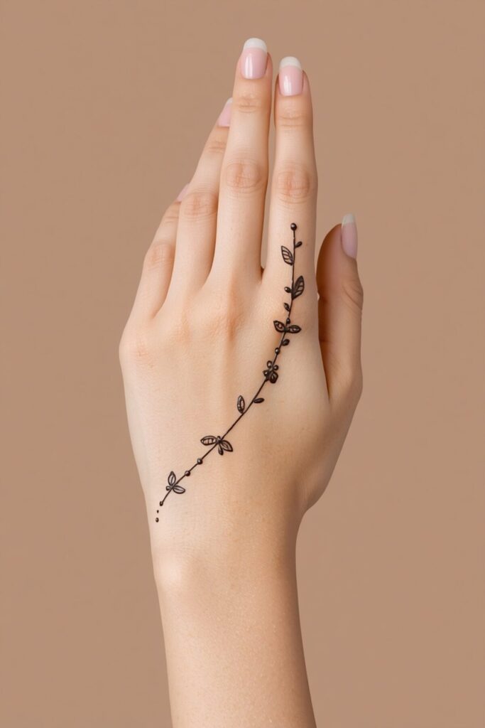 Elegant one line mehndi design for back hand