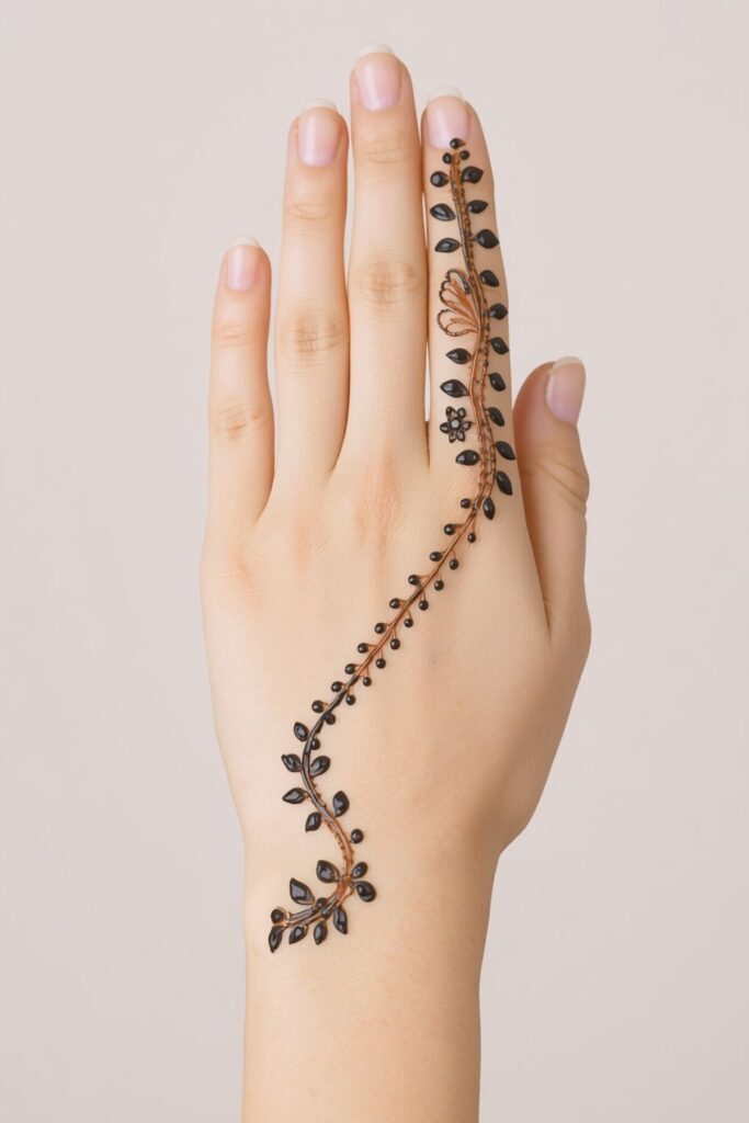 Easy one line mehndi design for beginners with simple curves