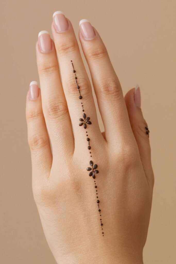 Modern straight line mehndi design with clean geometric details