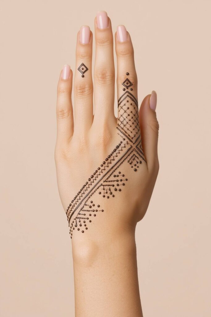 Simple one line mehndi design for Eid with elegant floral details