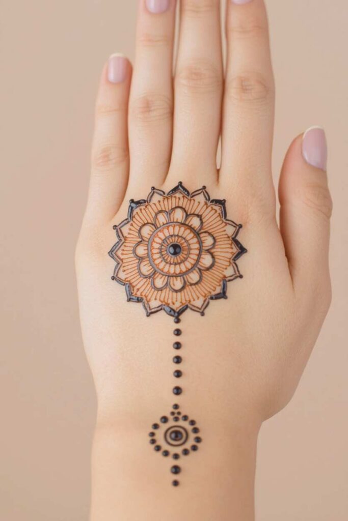 Simple mandala tikki mehndi design for Nikkah