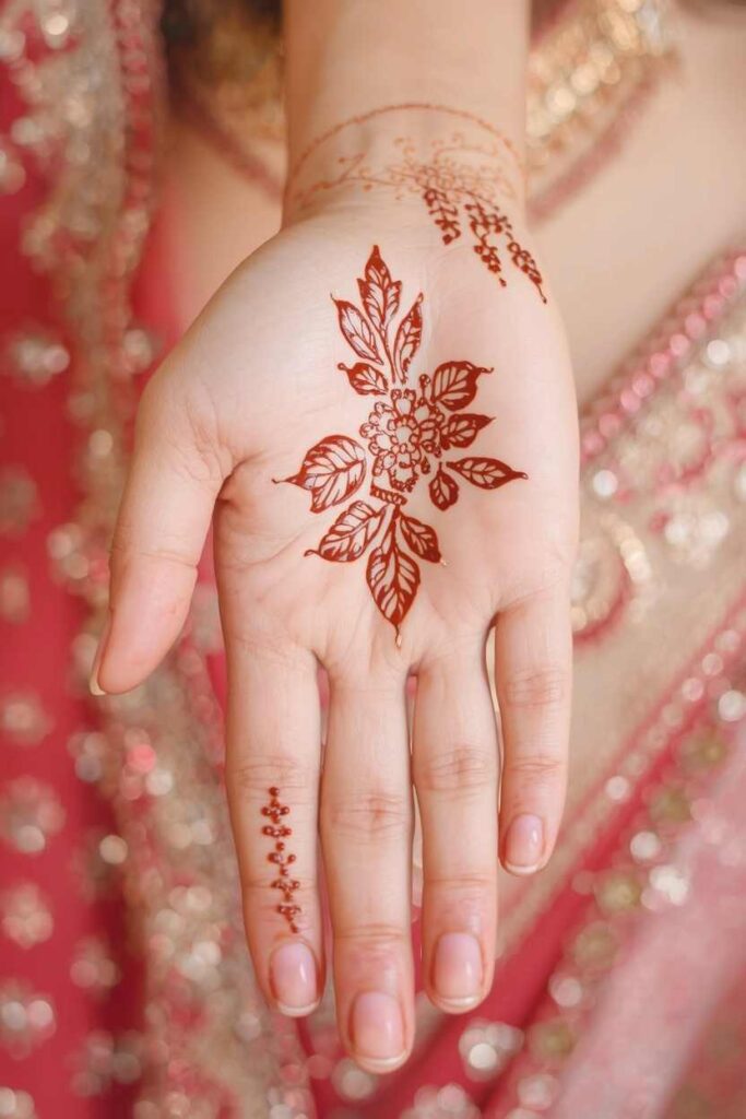 Simple tikki mehndi design for front hand