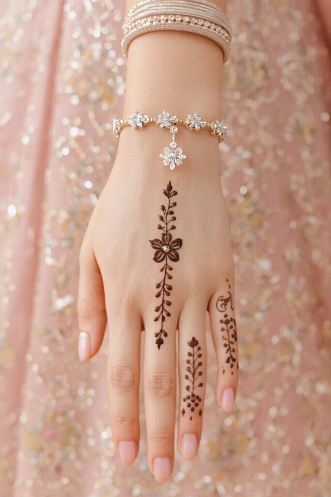 Floral Arabic tikki mehndi design for Nikkah