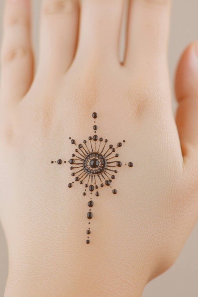 Simple tikki mehndi with light jaal pattern