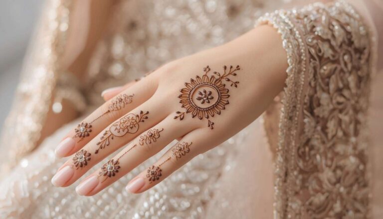 Simple Tikki Mehndi Design for Nikkah