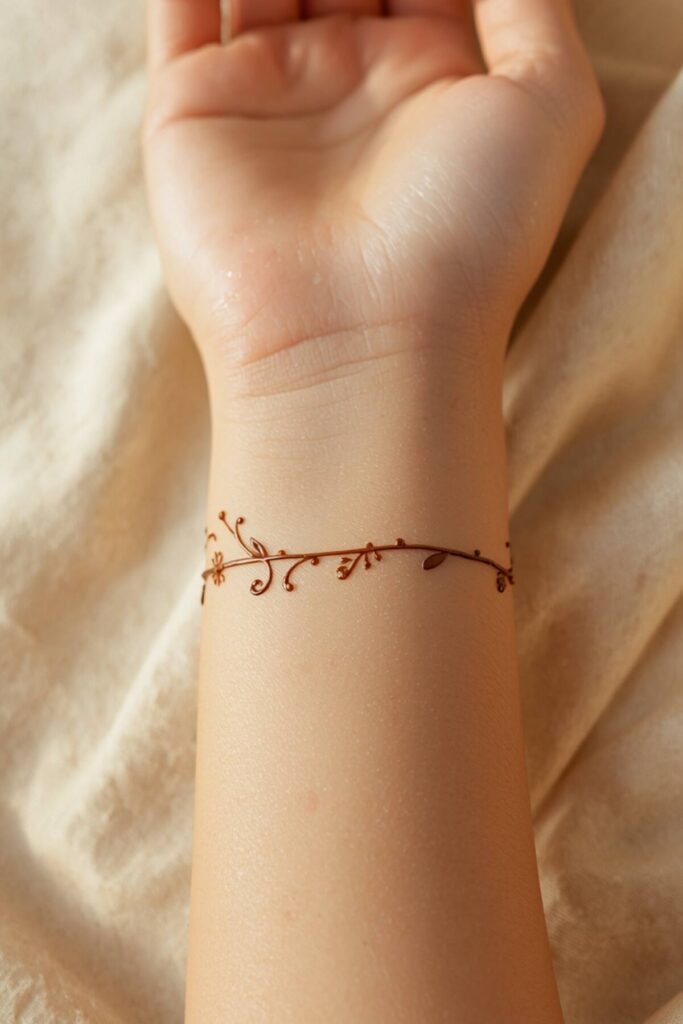 Quick minimalist wrist mehndi design for college
