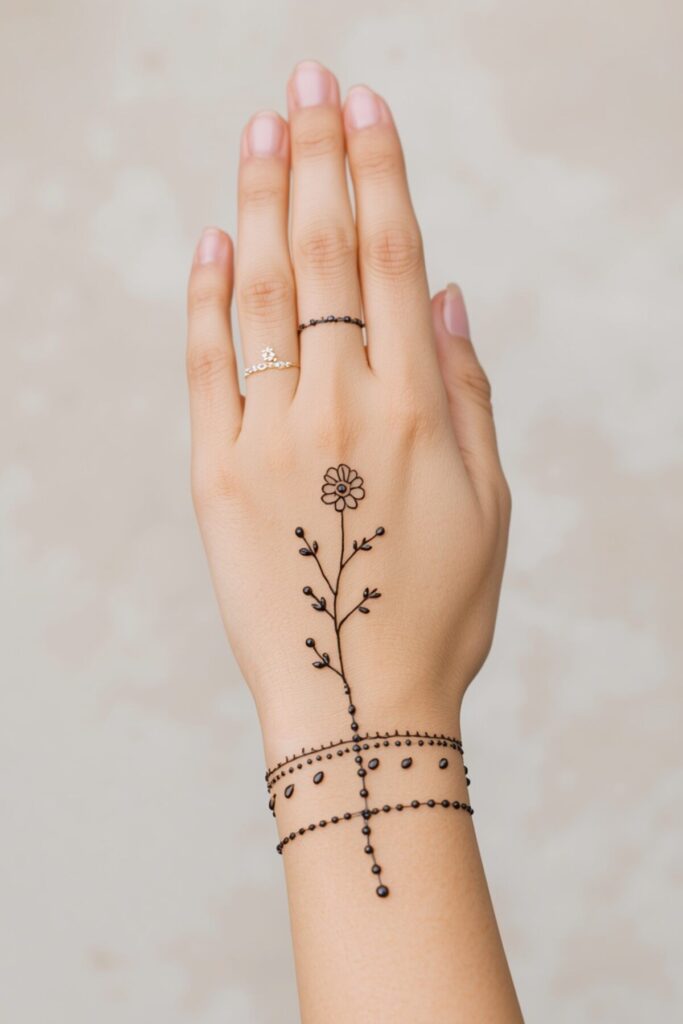 Simple back hand mehndi design for college girls

