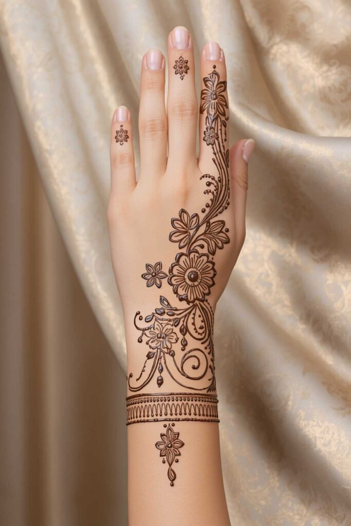Festive mehndi design for college fest and farewell
