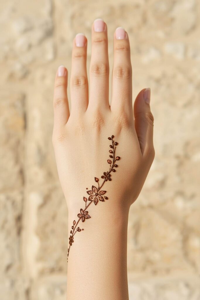 Minimal floral mehndi design for everyday college wear
