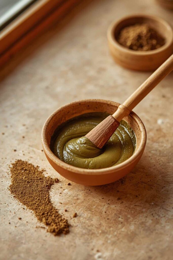 Natural henna powder prepared into mehndi paste