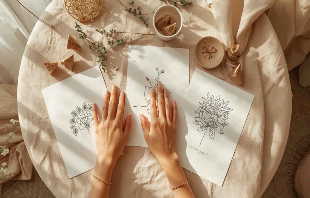 Woman choosing between different mehndi design styles for different occasions